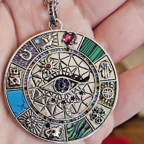 925 SILVER LUCKY FORTUNE CRYSTAL EVIL EYE HAMSA TURQUOISE HORSESHOE MOON HEART - Picture 13 of 14